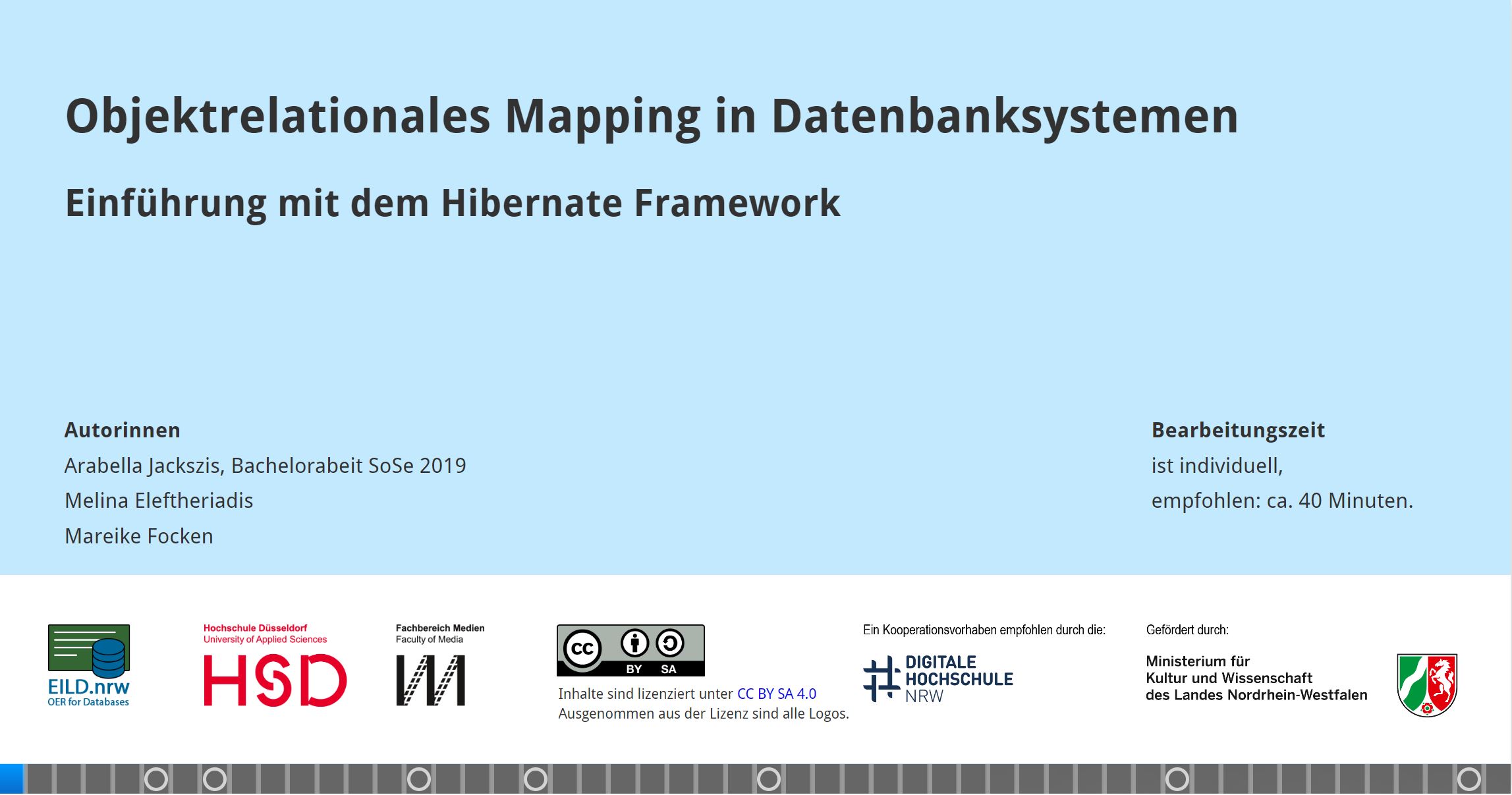 Screenshot Lerneinheit ORM mit Hibernate in h5p