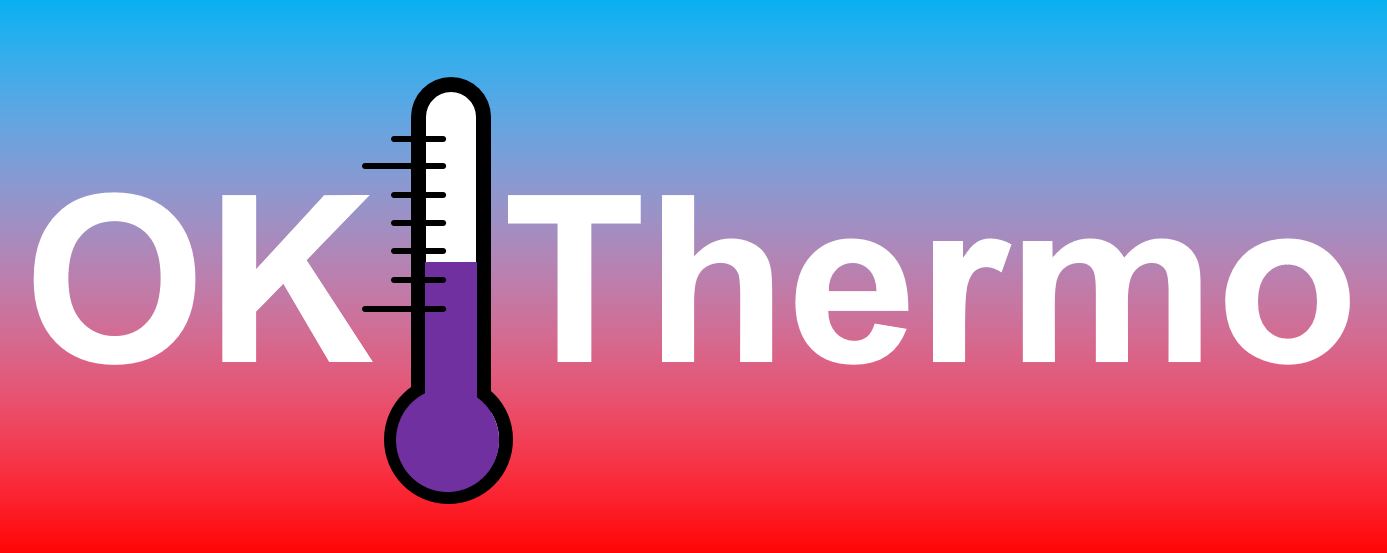 Logo für OK!Thermo (Thermometer auf rot-blauem Hintergrund)